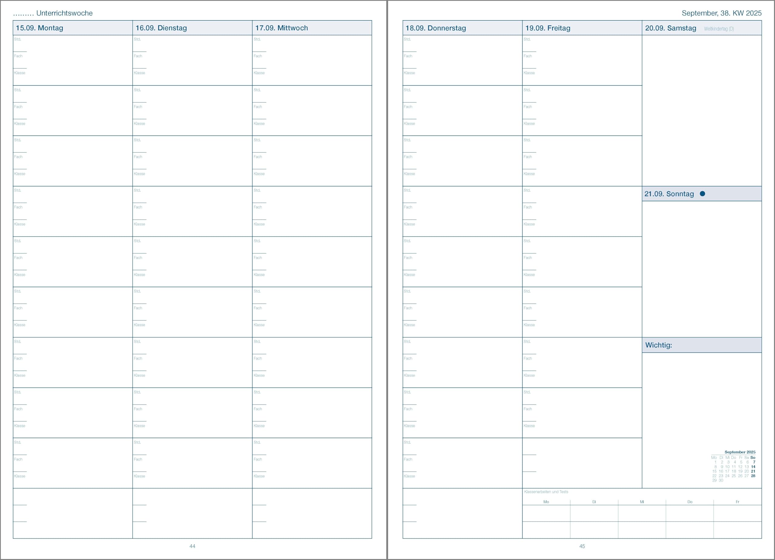 F&L - Lehrerkalender Planer 2026/2027, A4 plus, blau