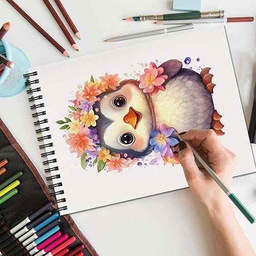 Miniatura 8 de OSIMIG Paquete de 10 libros de bocetos de 8.5 x 11 pulgadas, bloc de bocetos encuadernado en espiral superior, 300 hojas en total (68 libras100