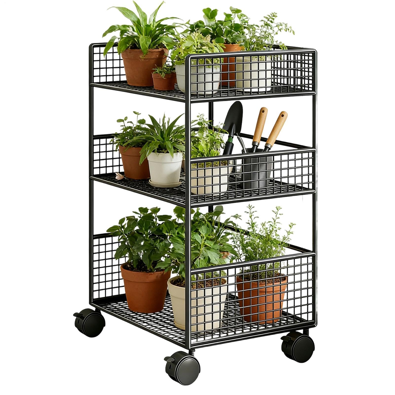 Carrello a 3 Ripiani Mobili Carrello Multifunzione in Metallo con Ruote | Organizer e Soluzioni di Stoccaggio Per Dormitorio Cucina Ufficio Pulizie Università Lavanderia Hobby Casa Salone