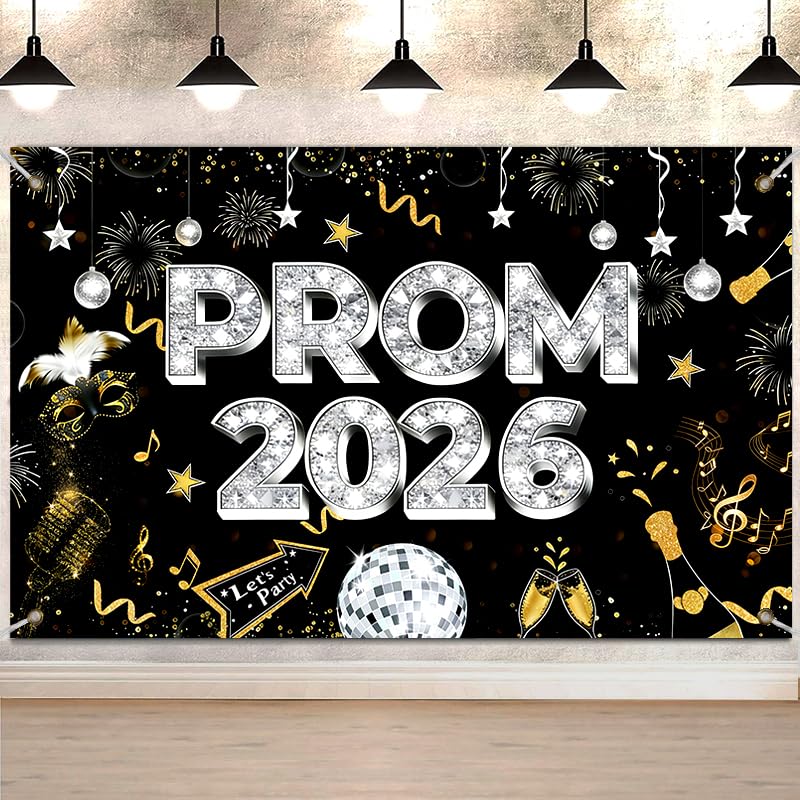 Prom Decorations 2026 180 * 110cm Large Banner Prom Night Background Decorations for Graduation Prom Party Indoor Outdoor