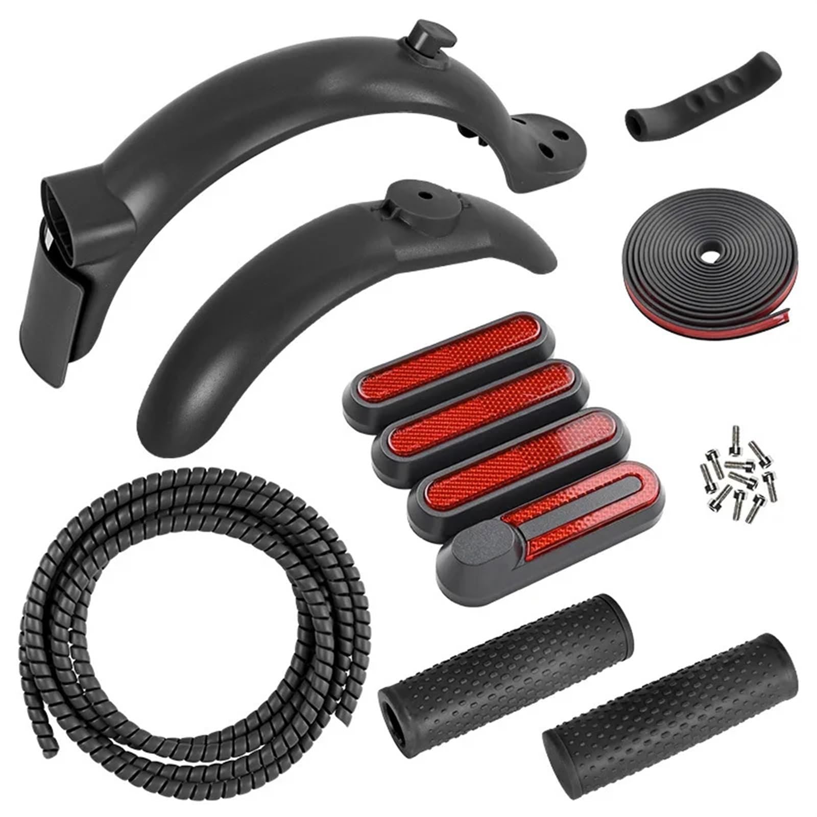 Modifica parafango posteriore 7 set monopattino elettrico, for Xiaomi, M365/Pro/Pro2 parafango copriruota protezione tubo linea tubi avvolgimento Strisce Riflettenti Per Scooter(Schwarz)