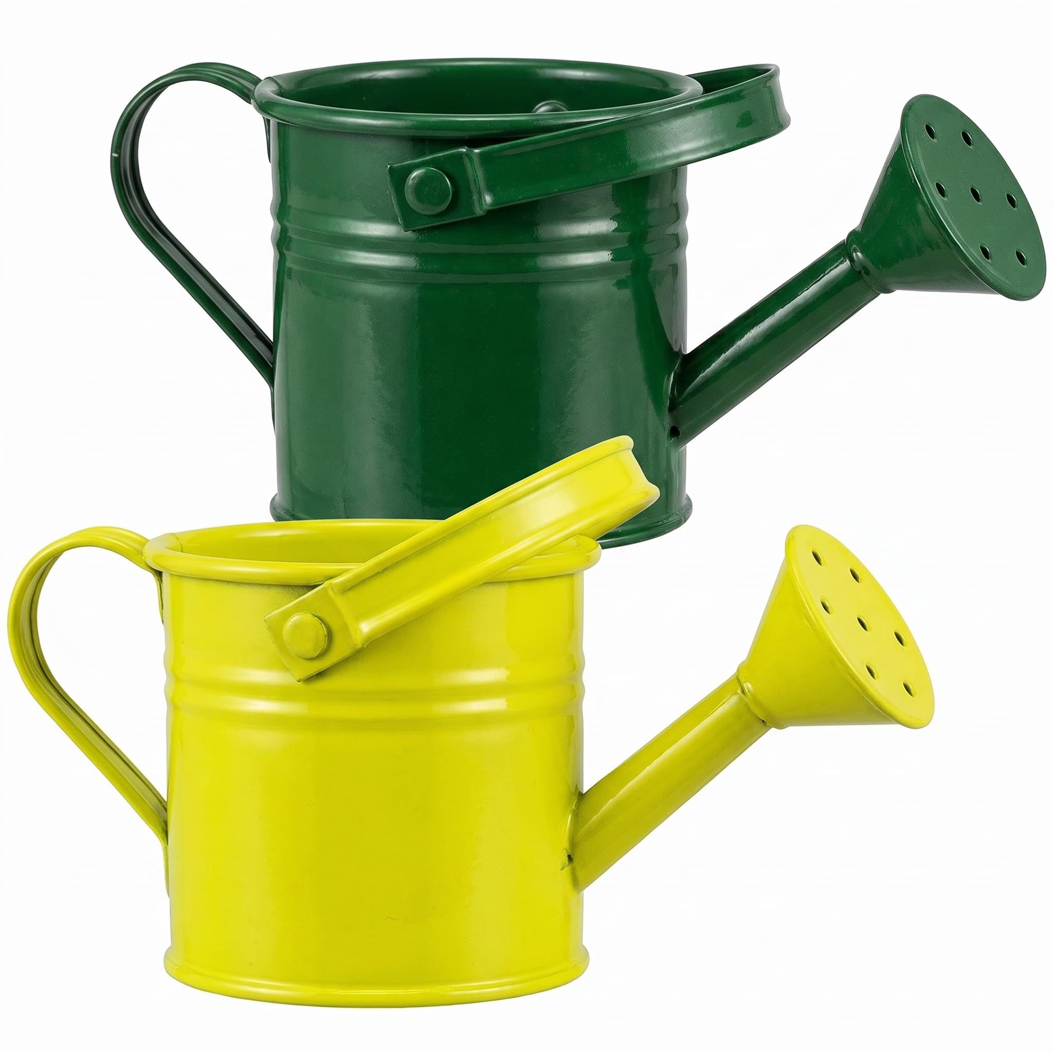 DOITOOL Kids Metal Watering Can, 2pack Small Iron Watering Can for Gardening Succulents Bonsai Houseplants, Mini Water Pot for Children Sprinkling Bucket (Mixed Style: Beige, Blue)
