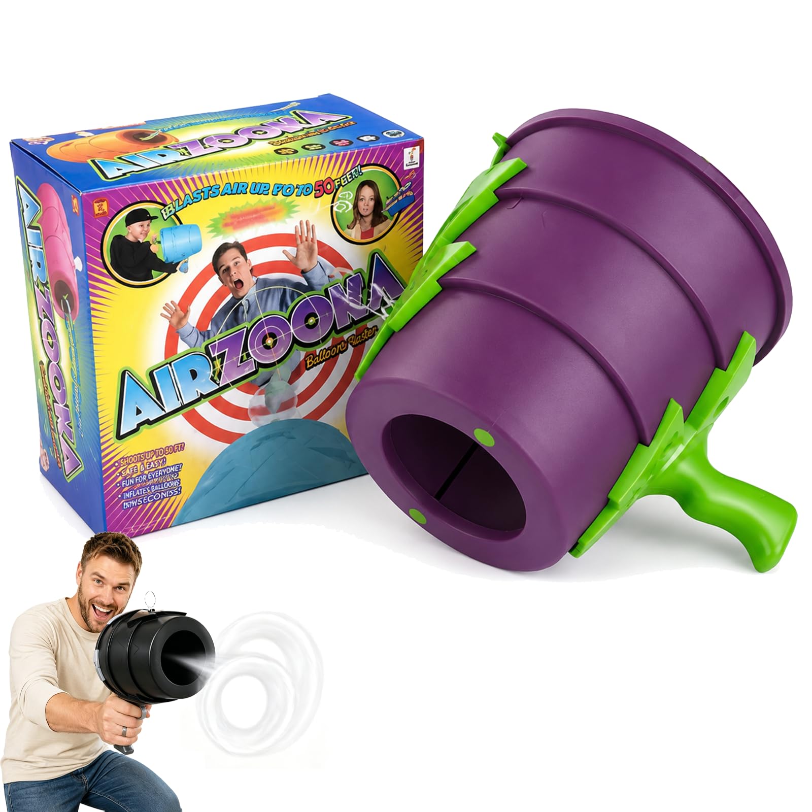 Air Cannon Toy Handheld For Adults, Handheld Shot Air Cannon Toy, Air Shooter Blowing Gun, Bullseye Blaster As Seen On TV (Purple)