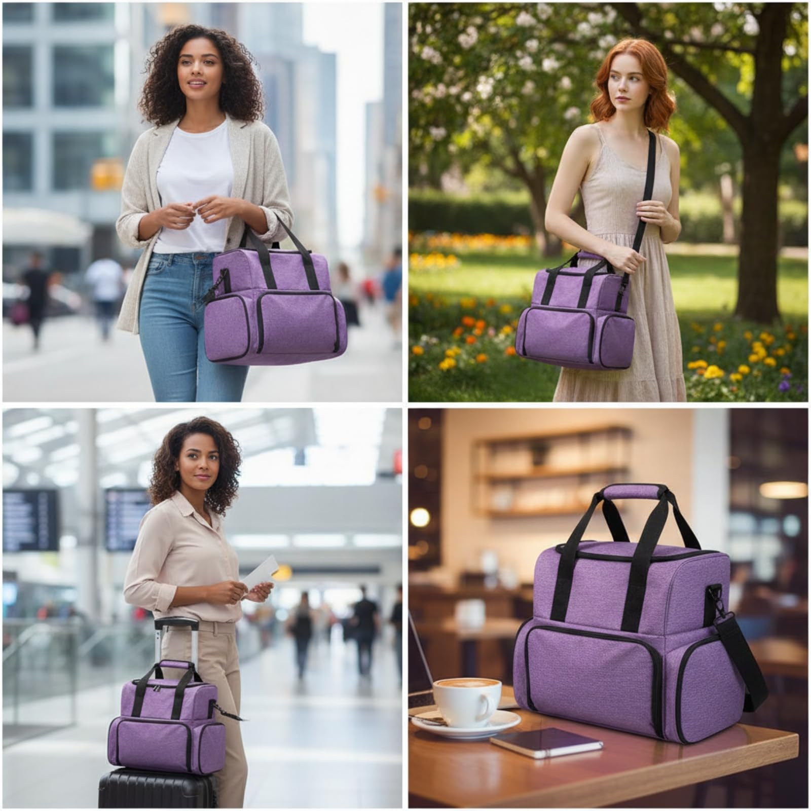 Nagellack Organizer Tasche Aufbewahrung Koffer Etui mit Doppeltem Fach Und Einsatz Halterungen Gepolstert aus Nylon für Transport von Maniküre Zubehör, Array, Dunkelgrau, 41.5x23.5x34.5cm
