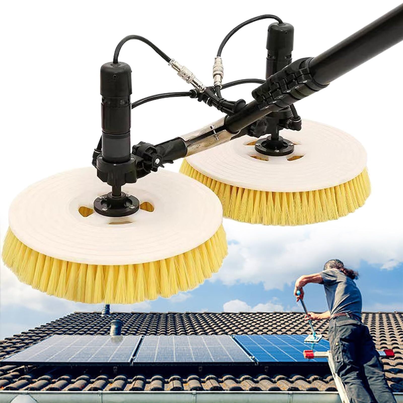 IUokLU Solar Panel Cleaning Kit - Extendable Water Fed Rod & Brush for Solar Panels and Windows - 3.5m - Efficient Outdoor Cleaning Solution(size 7.5m)
