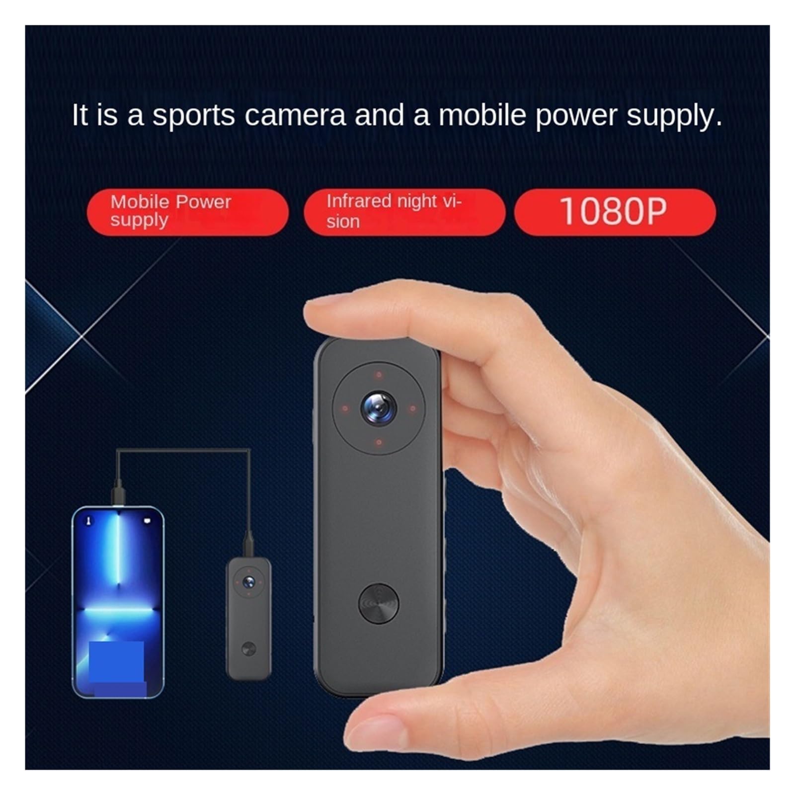 Fotocamera for Bici da Bicicletta Sportiva Giro in Moto Registratore Vocale delle Forze Ordine Panorama Helmet Fotocamera for Pesci Chiarezza Precisa(Cam ADD 64gb Card)