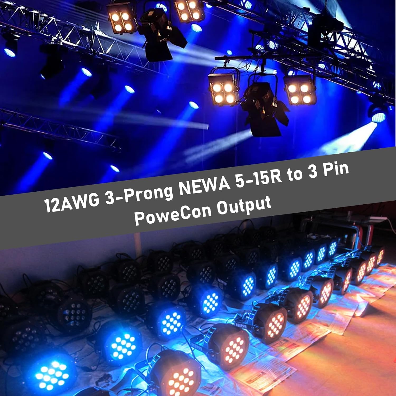 12AWG Neutrik NordicPowerCON Cable - NEMA 5-15p to PowerCON Connector, 20A 3 Pin PowerCON Input Male, 10FT Outdoor Stage Light LED Screen Power Wire