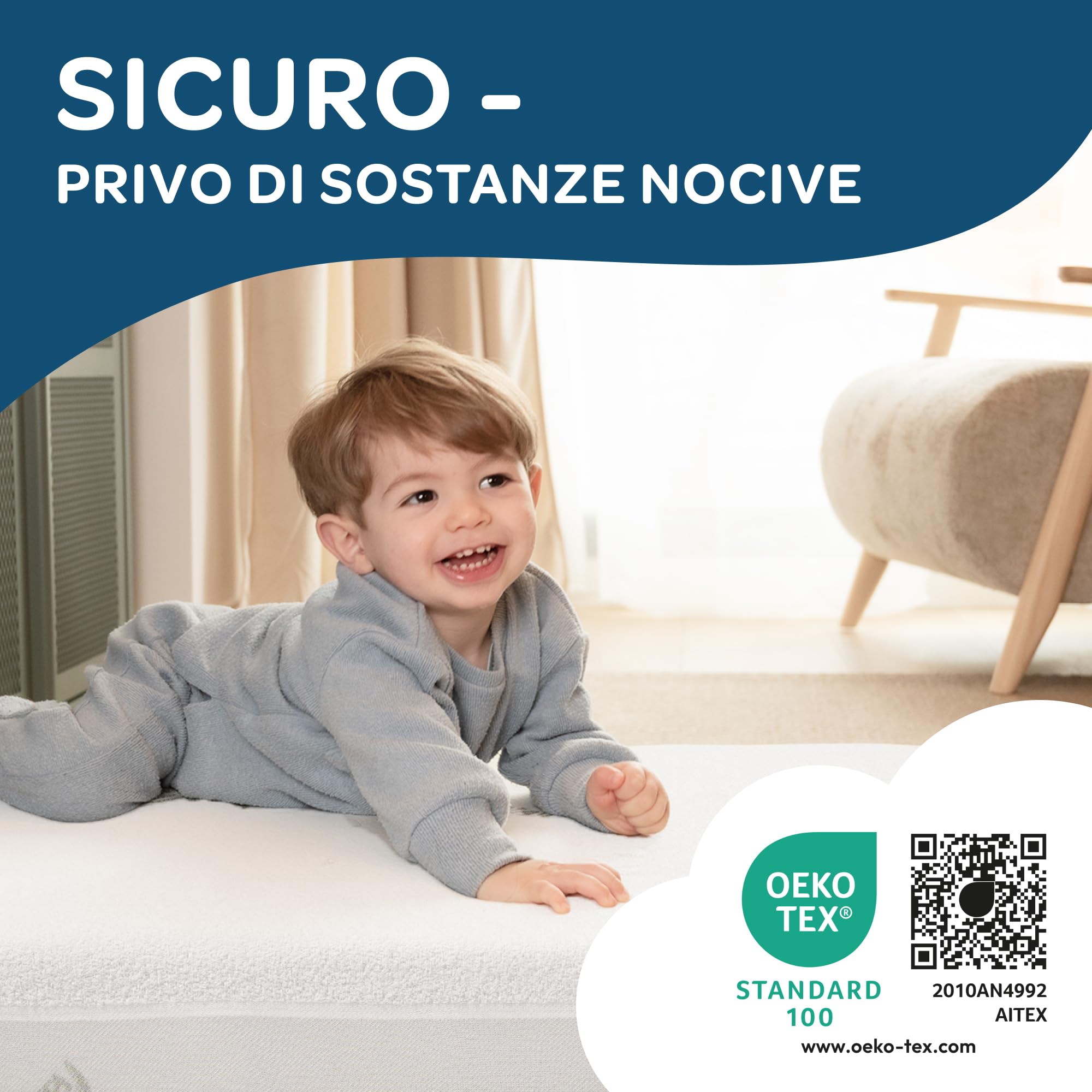 DolciSogni Coprimaterasso Lettino 50x85 cm Impermeabile (2 Pezzi) – Angoli Elasticizzati – Traspirante, Antibatterico e Morbido sulla Pelle – Lavabile fino a 60°C – Certificato OekoTex Made in Europe