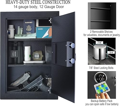 Miniatura 2 de Langger V Caja fuerte biométrica de seguridad oculta para huellas dactilares, en la pared entre tachuelas. Tamaño mejorado (negro, 21 pulgadas de