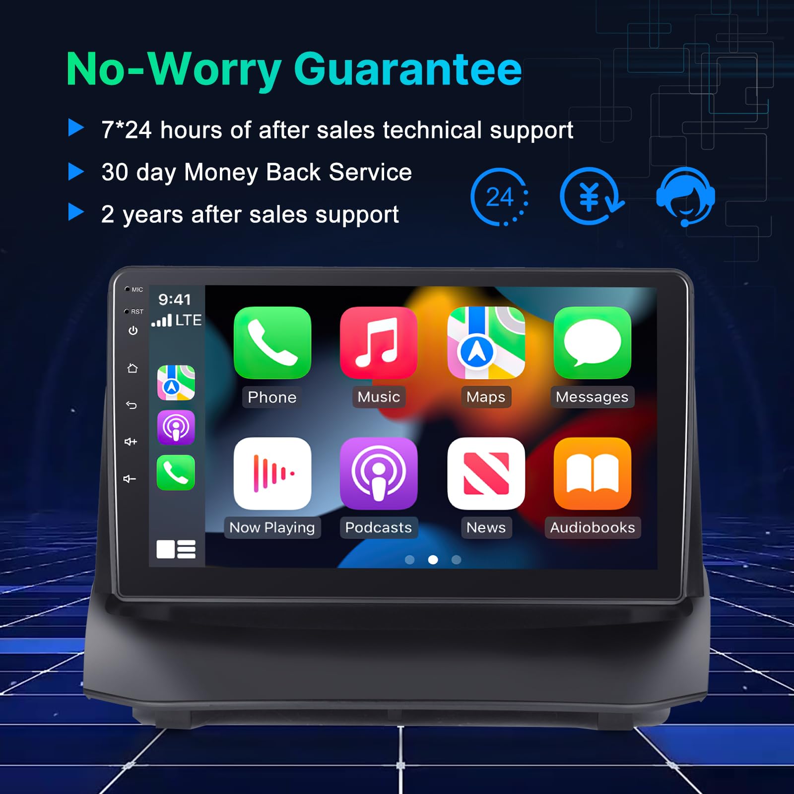 [4+64G] Carplay Radio Coche para Ford Fiesta 2009-2017 - Pantalla táctil de 9 pulgadas IPS 1280*720P EQ Audio - Inalámbrico Android Auto, AI DSP, Personalizar Página de inicio, SWC+Cámara de seguridad