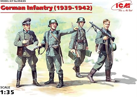 Amazon Icm 1 35スケール 第二次世界大戦ドイツ歩兵 1939 1942 4体のフィギュア プラスチックフィギュアモデル組み立てキット プラモデル 通販