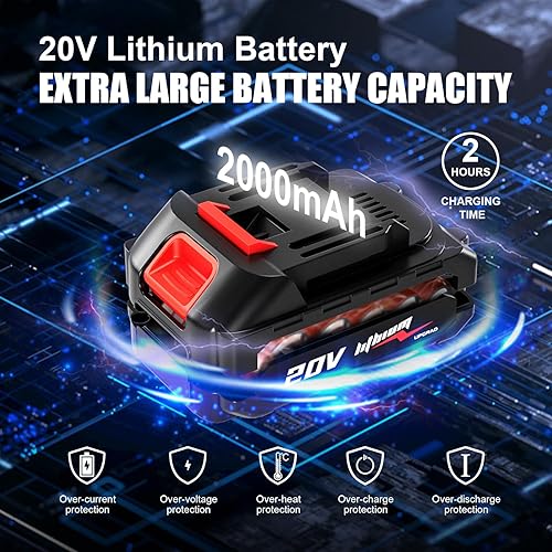 Miniatura 6 de Sierras de poste inalámbricas 2 en 1 sin escobillas y motosierra amarilla de 8 pulgadas, sierra de poste alimentada por batería de 20 V para poda de