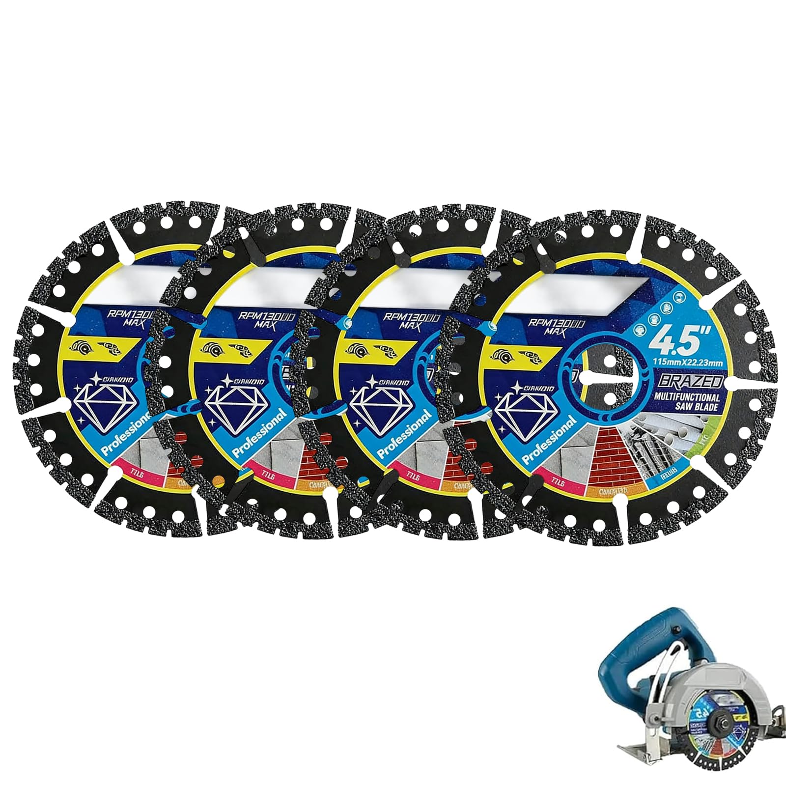 HARY 4Pcs Diamond Multi-Purpose Saw Blades, 4.5 Inch