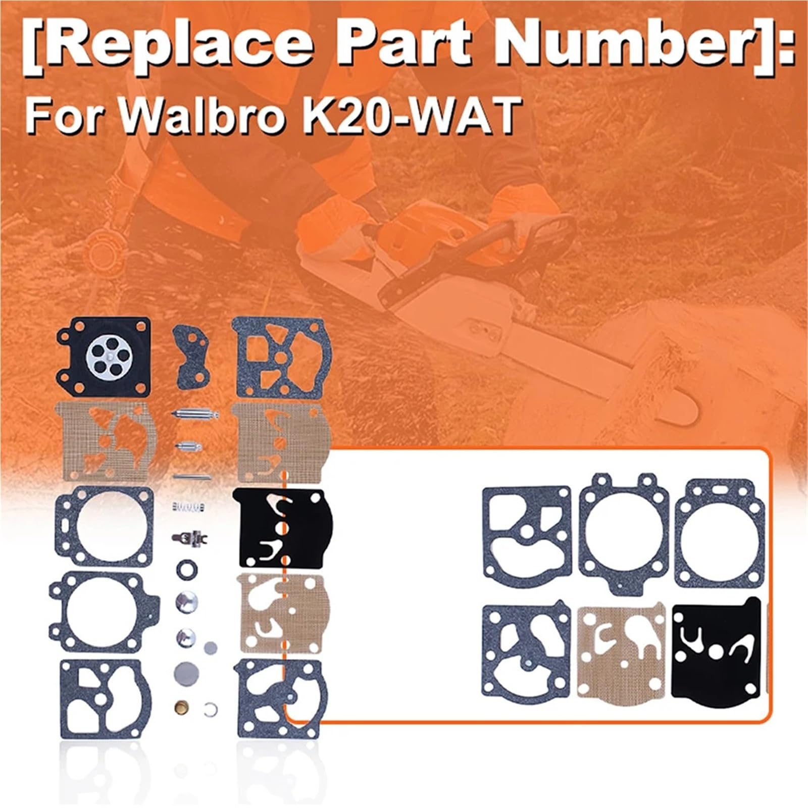 Filtro de gasolina Kit de reparación compatible con Walbro K20-WAT. Compatible con Husqvarna 55, 51, 455 y 460. Compatible con Rancher. Compatible con Echo.