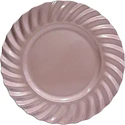 Tuut Linha Decoração Sousplat Redondo Borda Decorada Wave Rosê Gold 33Cm