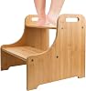 Purbambo Bamboo step stool, for young children, children's step stock with handle for toilet training, bathroom sink, kitchen counter, bedroom