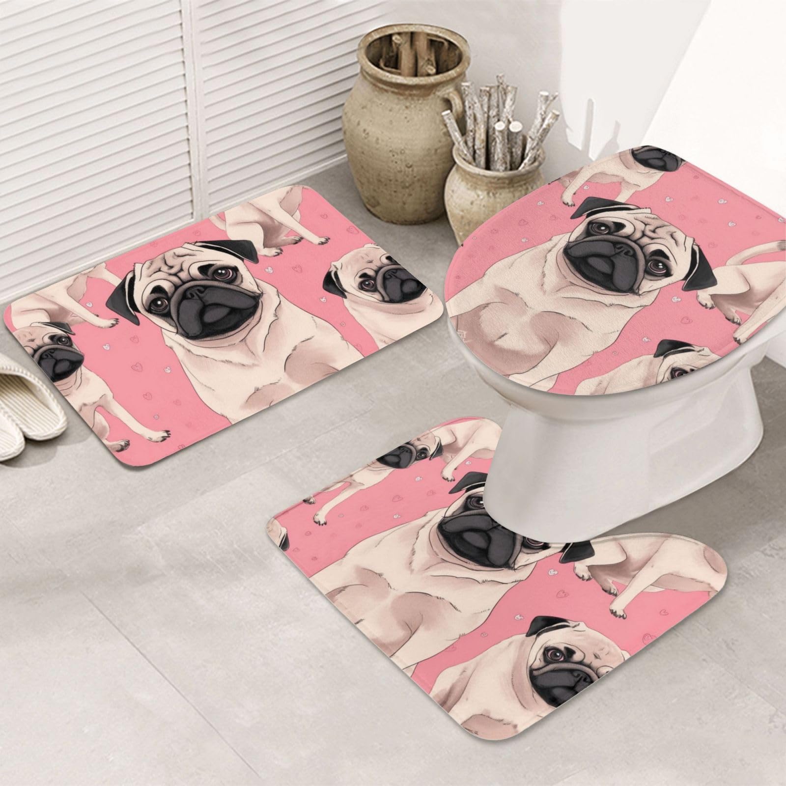 Tapis de bain anti-glisse carlin en flanelle pour éviter les sols humides de salle de bain