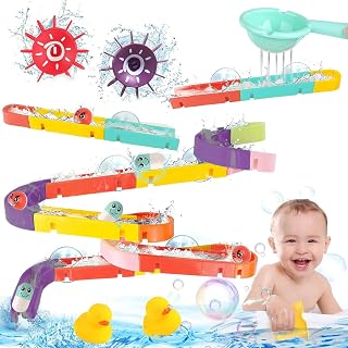 JUYEE お風呂おもちゃ 水遊び 水車 シャワー玩具 レール DIY 組み合わせ アヒル 男の子 女の子 人気 誕生日プレゼント 3歳4歳5歳 (44pcs)