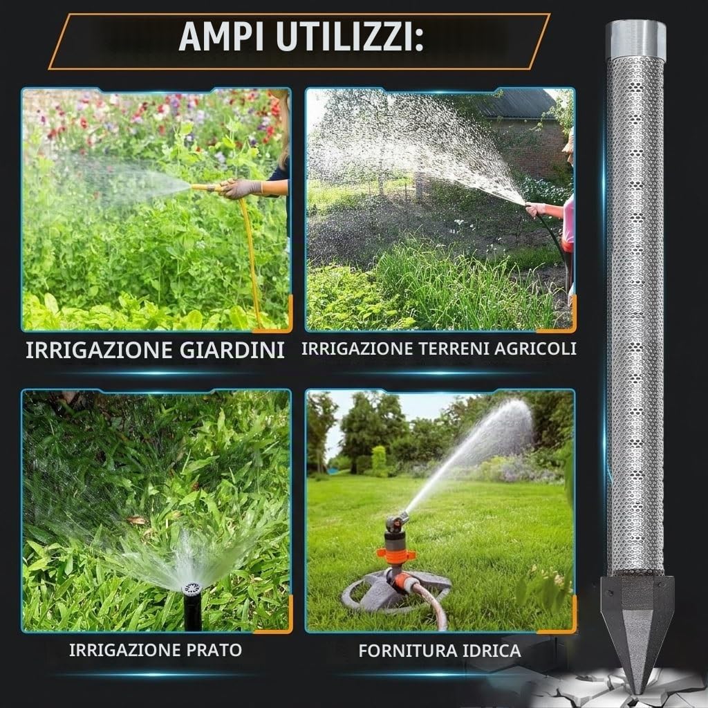 Kit Pozzo Artesiano 1-1/4 Pollici Inox, Risparmio Idrico per Giardino con Punta Filtrante e Tubi Zincati, Soluzione Estrazione Acqua Sotterranea Anti-Corrosione(6M Kit)