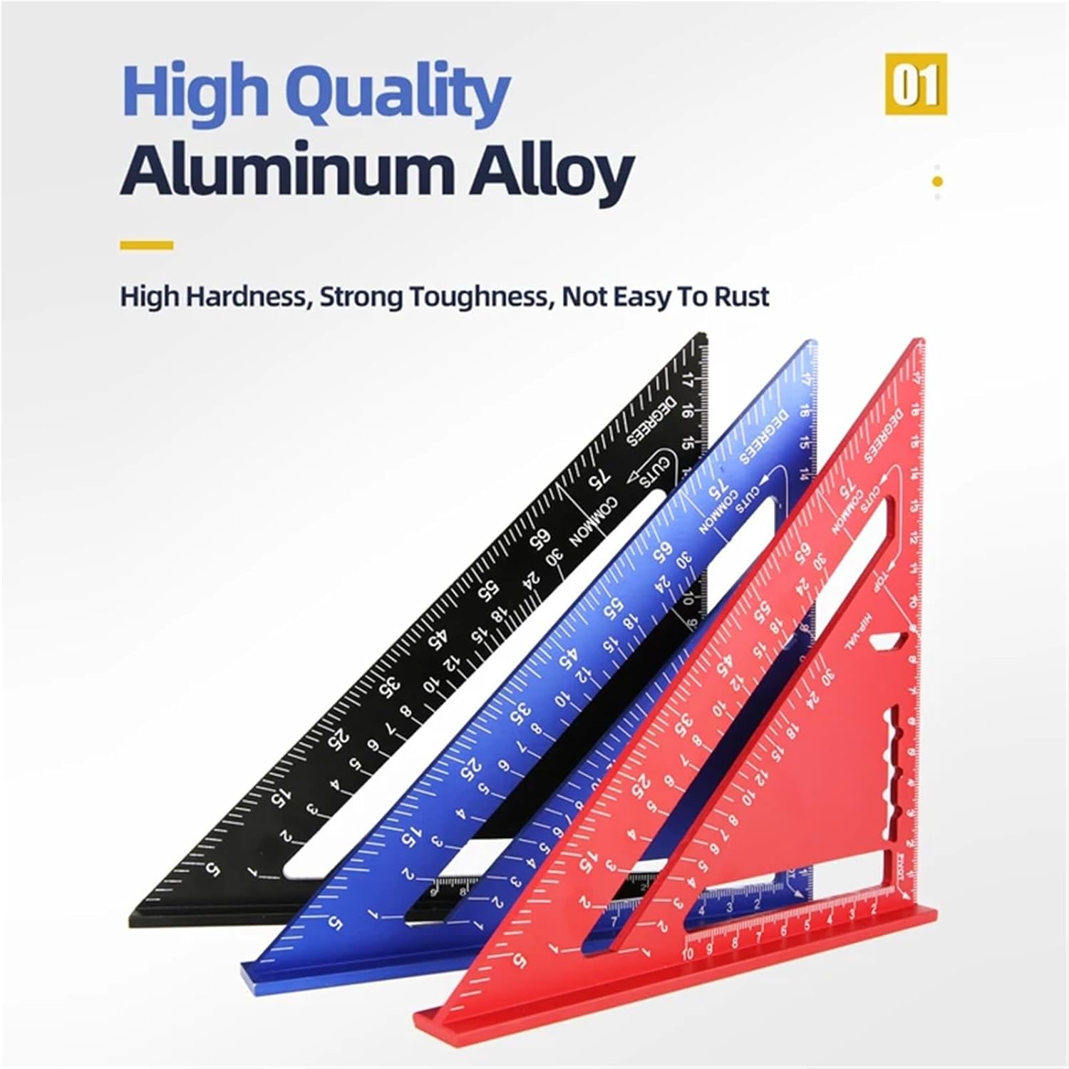 Triangle Ruler 7Inch Measurement Tool Aluminium Alloy Carpenter Set Try Square Triangular Metric Square Angle Woodworking Tools(7Inch Silver)