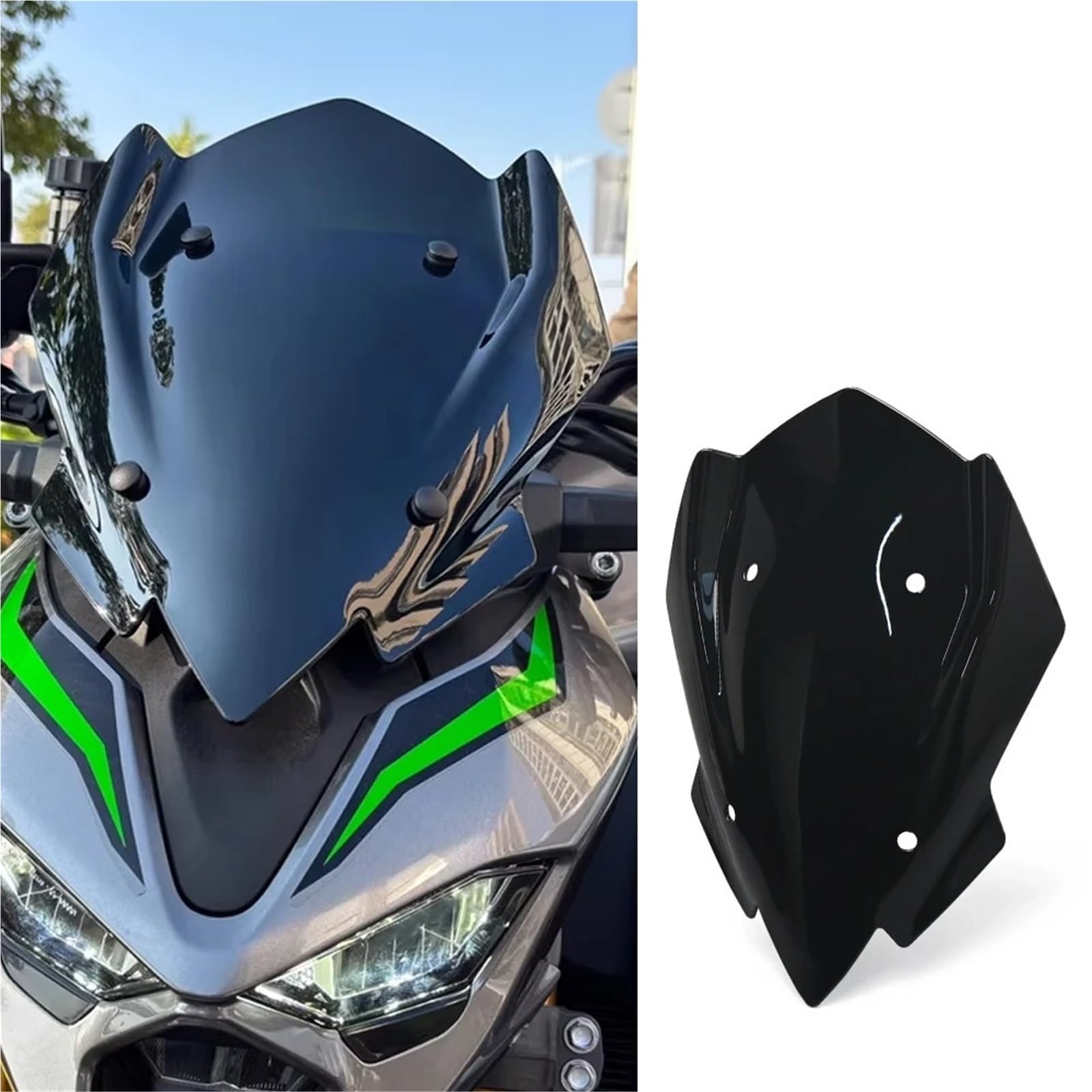 Windschild Windabweiser Für Kawasaki Für Z900 2025 Motorrad Touring Windschutzscheibe Visier Double Bubble Windabweiser(Black)