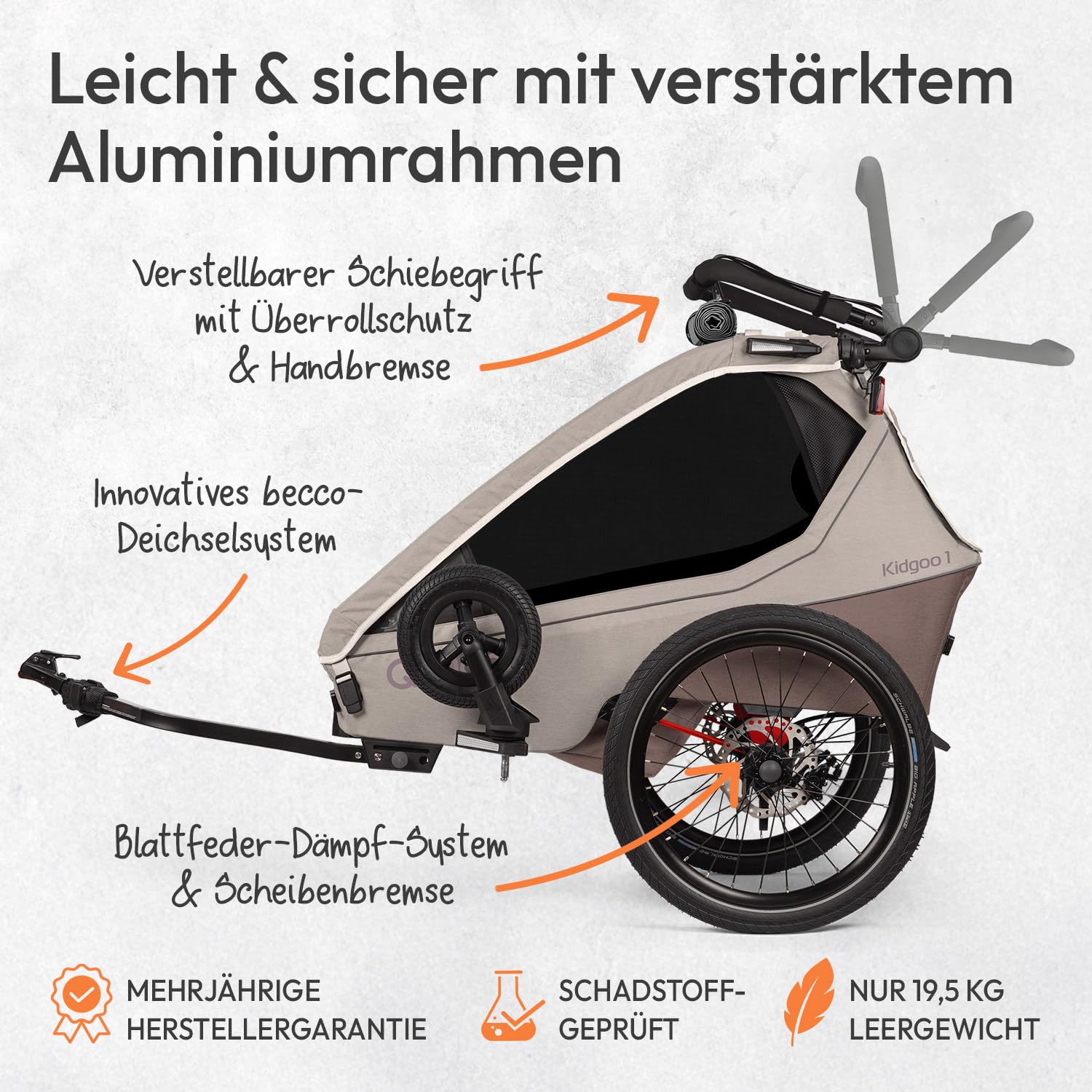 Qeridoo Kidgoo 1 Pro Gen 2 Kinderfahrradanhänger | Premium Fahrradanhänger Kinder mit Scheibenbremse & Joggerrad | Multifunktionaler Fahrrad Anhänger | Komfort & Sicherheit für Alltag & Abenteuer