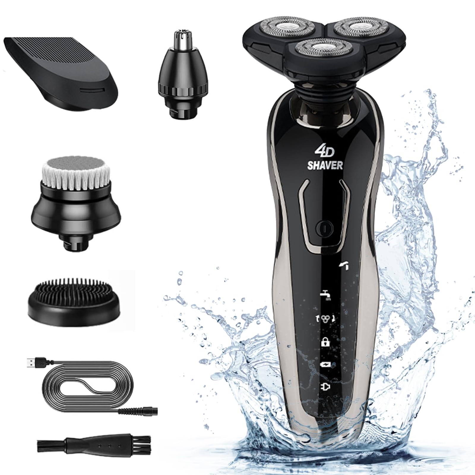 Unipampa Afeitadora Electrica Hombre, Maquina De Afeitar Hombre, Recortadora De Barba Con 3 Cabezales De Afeitado Giratorios, Afeitadora Eléctrica Para Hombres, USB Cargar, IPX6 Impermeable
