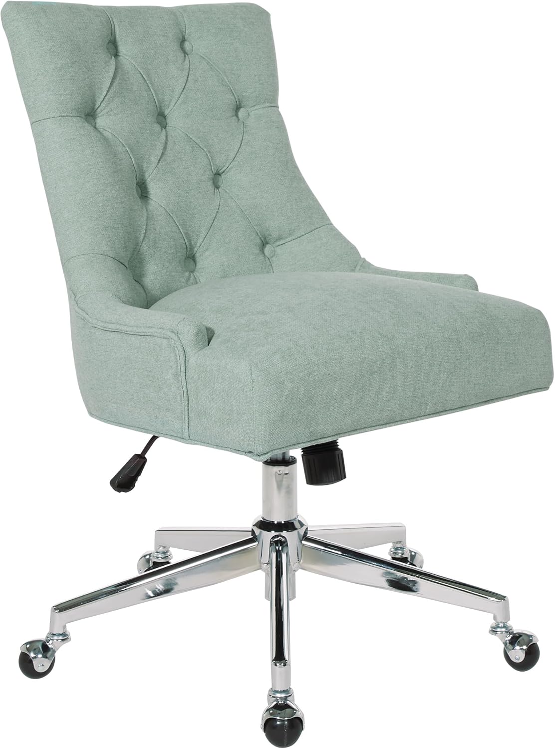 Amelia Swivel Armless Office Chair in Mint Blue with Chrome Base