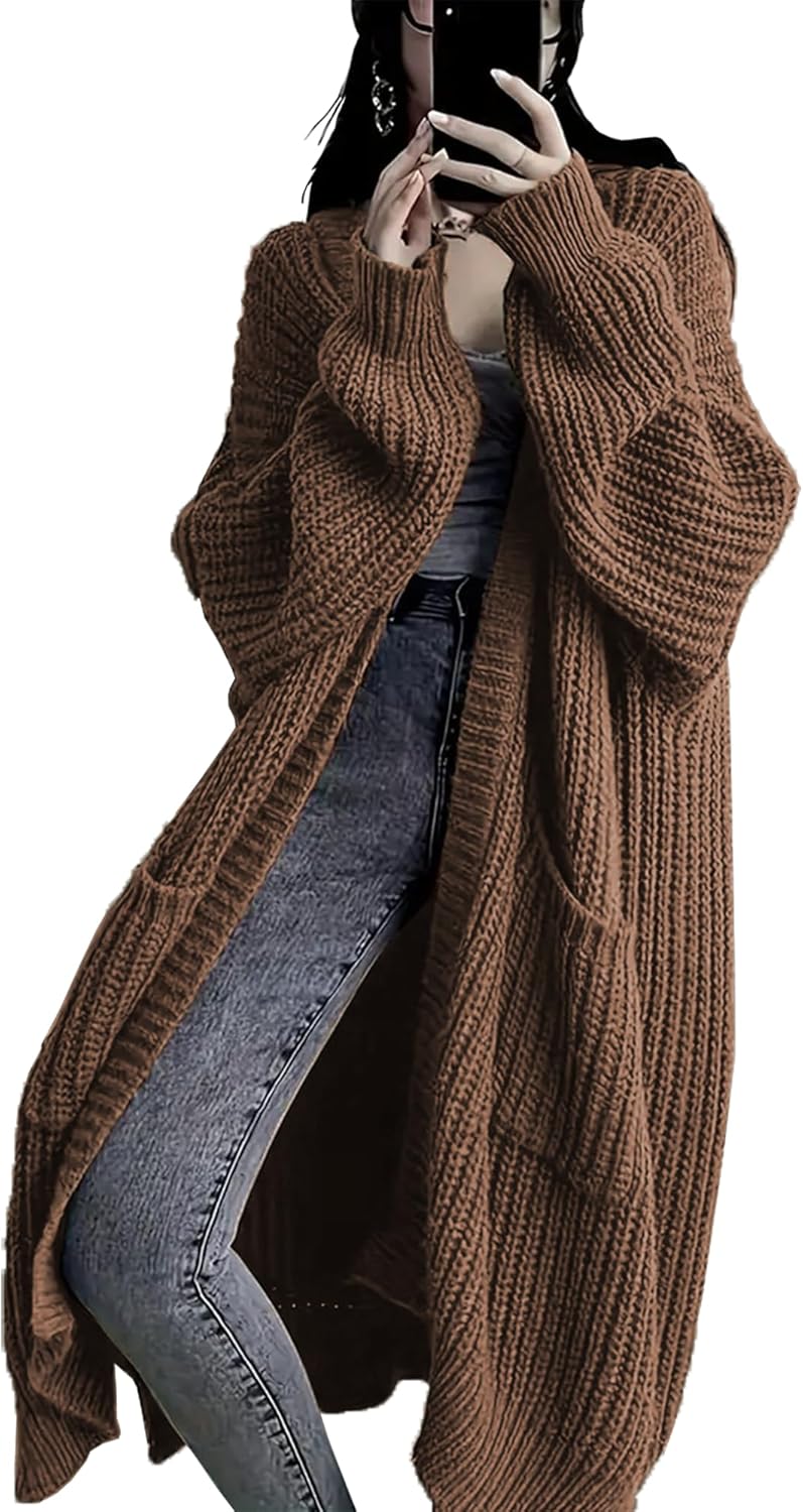 Women's Plus Size Oversized Long Cardigan Sweaters Chunky Knit Open Front Duster Co...
