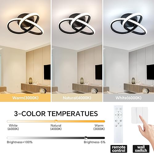 Miniatura 2 de Lámpara de techo moderna de 10 pulgadas, lámpara de techo regulable LED de 24 W con control remoto, temperatura de color ajustable de 3000 a 6000 K,