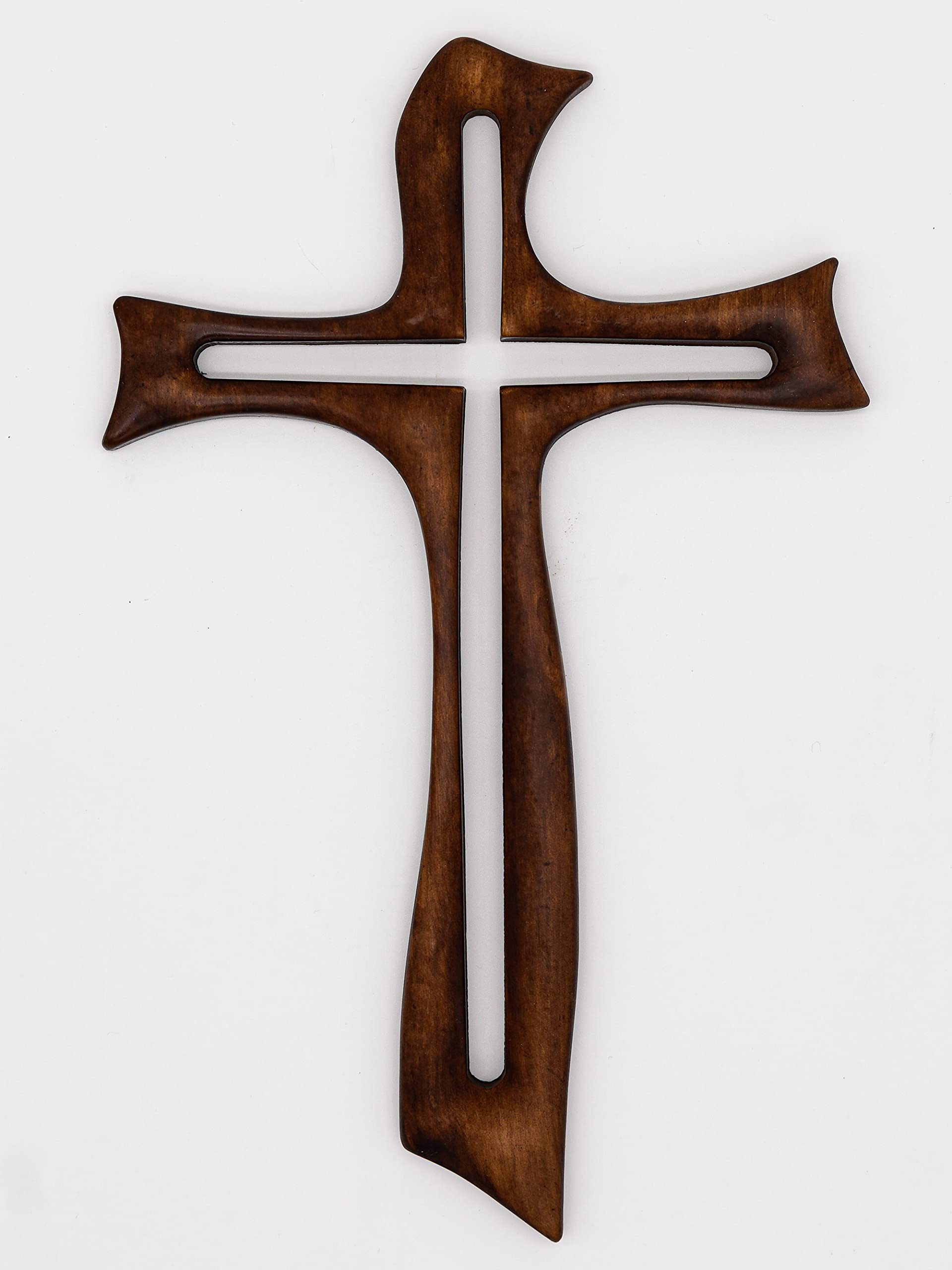 Holy Family Crucifijo Cruz Resina y Polvo de Mármol Efecto Madera de Pared 29 cm/Crucifijo de llave moderna | Único en su género | Producto artesanal fabricado en Italia (29 cm)