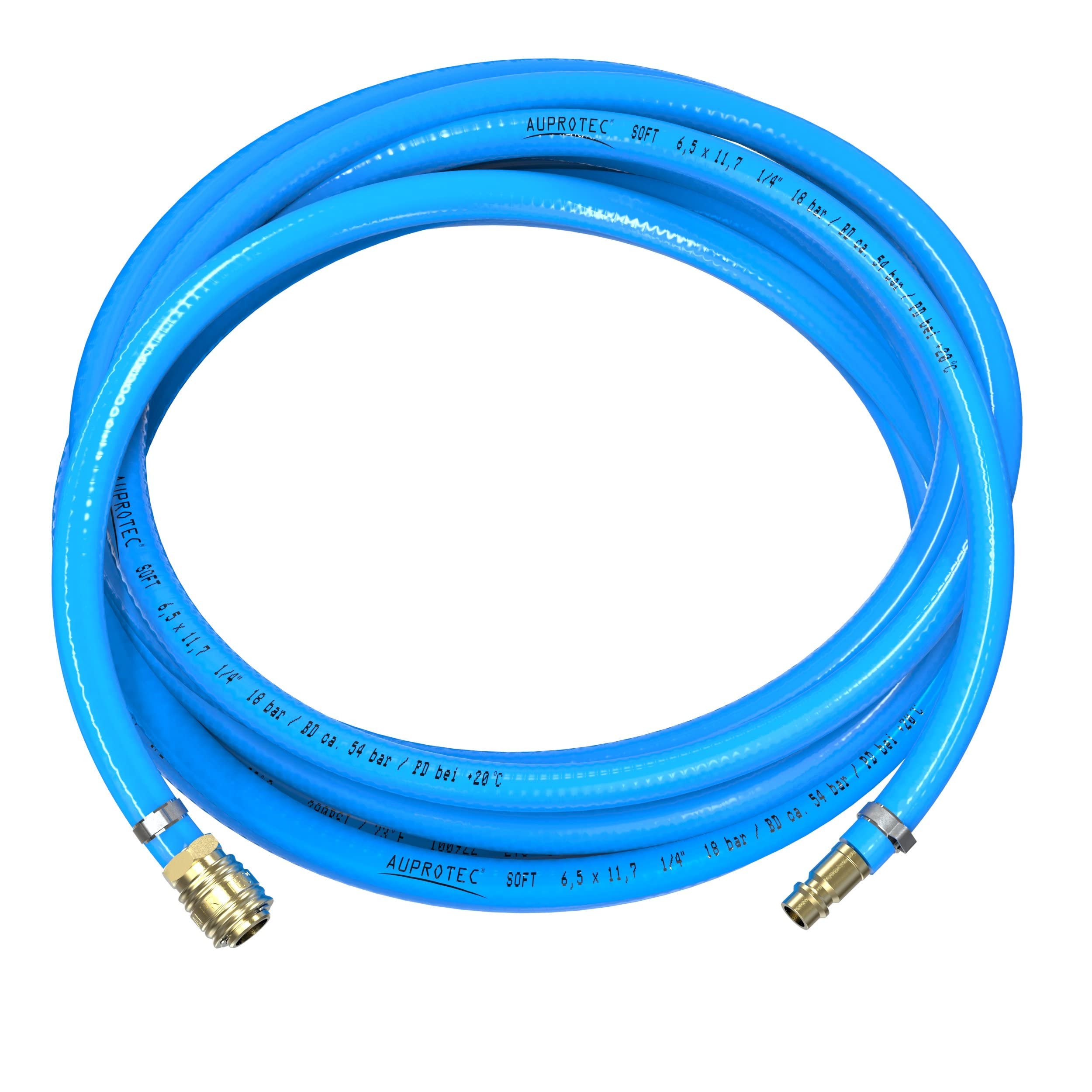 AUPROTEC set de manguera de aire comprimido Ø 6 mm interior, 3 m manguera de PVC con acoplador rápido de latón para compresores de aire, de compresor AUPROTEC altamente flexible