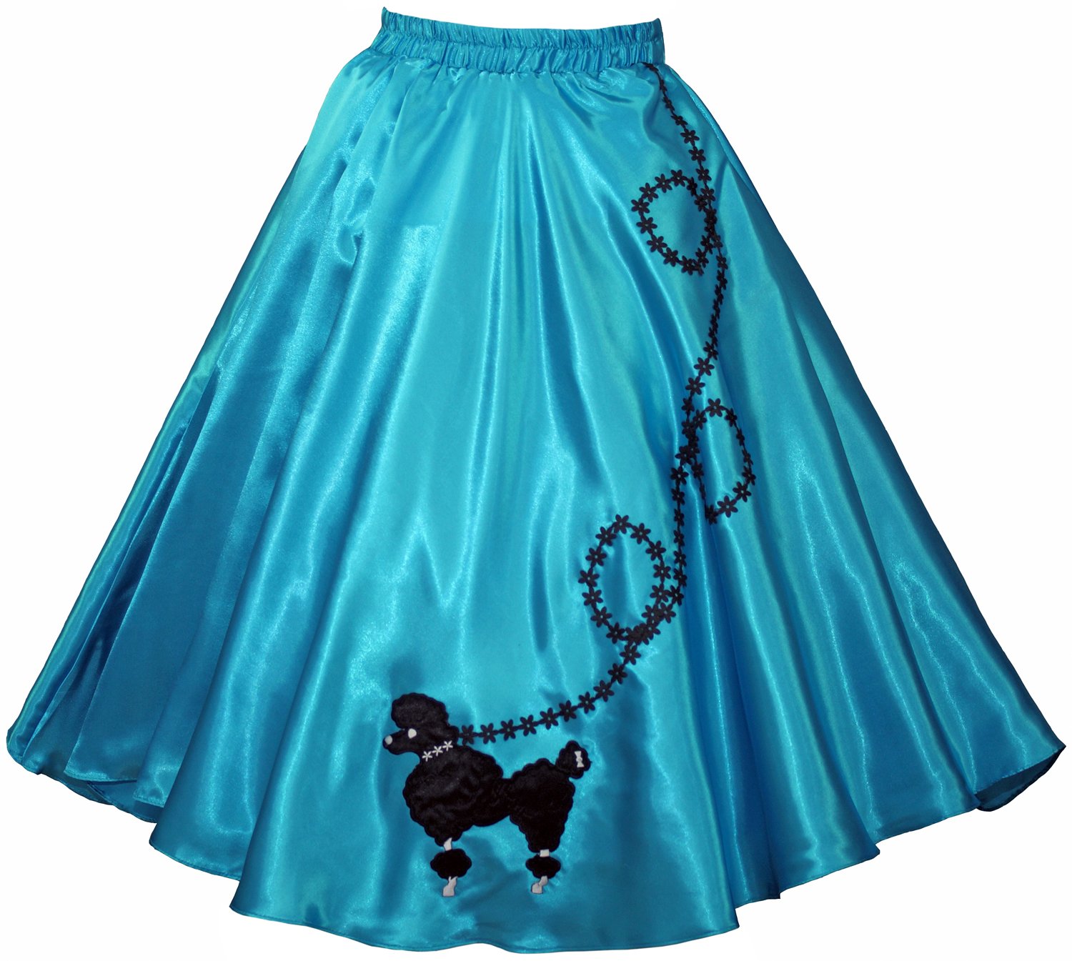 Adult Black Satin Poodle Skirt