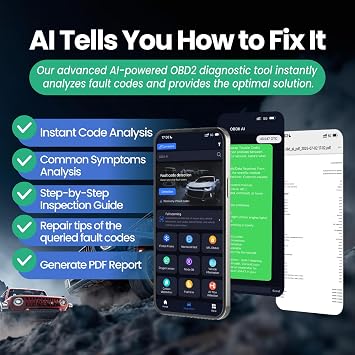 Bluetooth OBD2 Scanner, Car Diagnostic Code Reader for Vehicles | Wireless OBDII Tool with AI Repair Guides, Live Data, Battery Test, Readiness Check & Free App for iOS Android