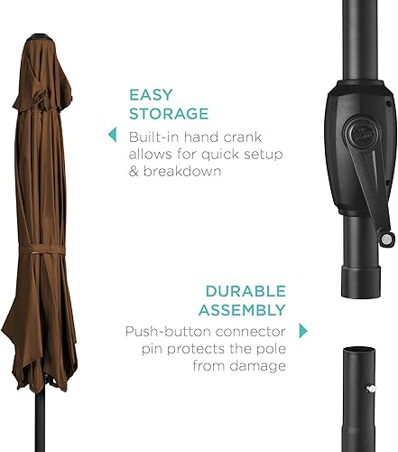 Vista 139 de Best Choice Products - Paraguas redondo para exteriores de alta resistencia (7.5 pies).