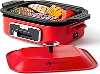 Vista 2 de Sartén eléctrica para interiores con dos placas antiadherentes, placa de plancha de vapor multifunción y placa de olla caliente profunda, sistema