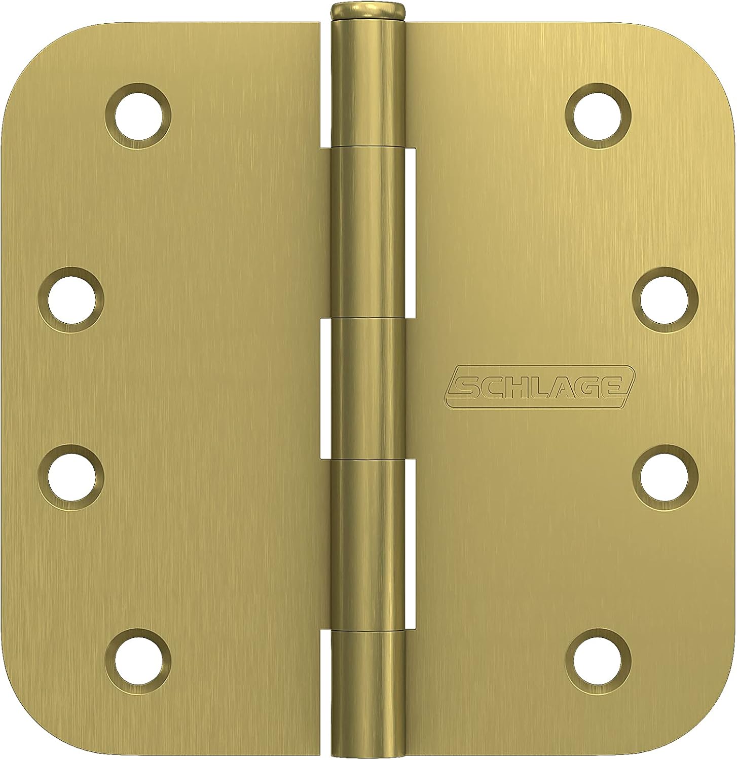 Schlage 4" Door Hinge with 5/8" Radius Round Corner in Satin Brass (3-Pack)