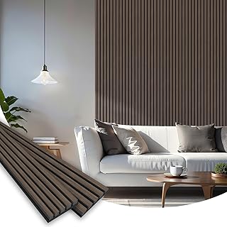 Wood Slat Acoustic Panels, 94.5" x 24" Each Soundpoof Wooden Slat Wall Panel, Classic Dark Walnut, 2 Pack