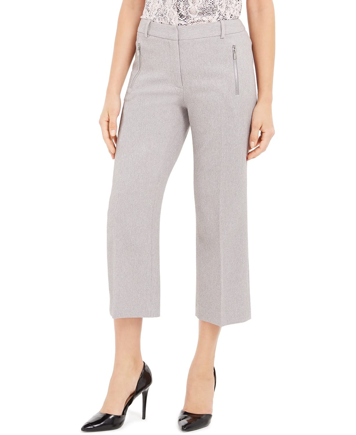 Calvin Klein Womens Cropped Twill Pants Gray 10