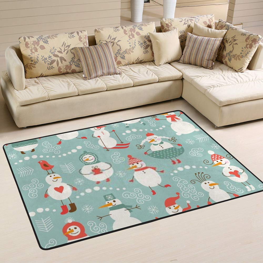 Tapis bonhomme de neige bleu Ruchen 160x120 cm pour salon
