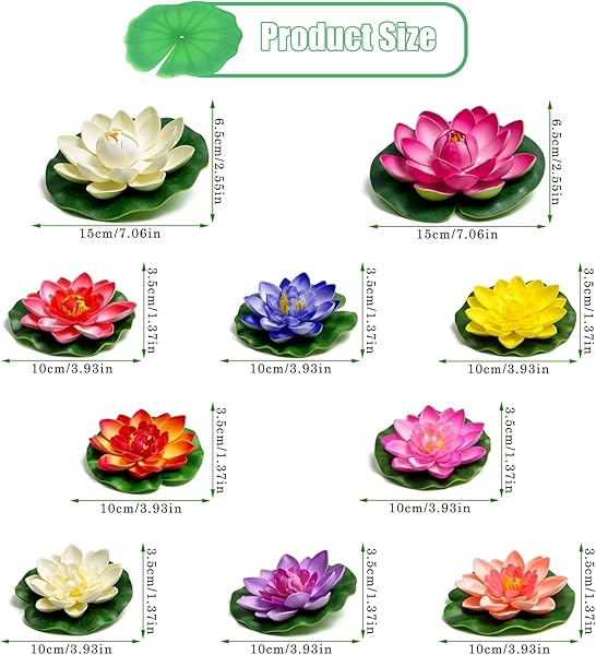 Seerosen Künstlich 10 Stück Schwimmende Blumen Künstliche Lotusblume Schwimmende Teichdeko Schwimmende Seerose für Haus Garten Pool Aquarium Dekoration Ornament - 2