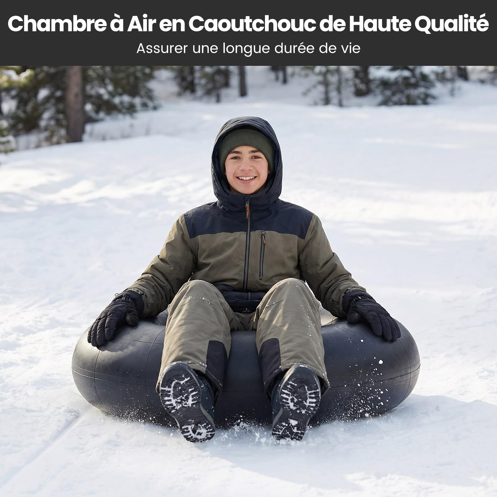 COSTWAY Chambre à Air Robuste de 93 cm, Tube Gonflable en Caoutchouc pour Neige et Rivière avec Bouchon de Valve, Tube d'eau de Qualité Commerciale pour Luge d'hiver Piscine Flottaison