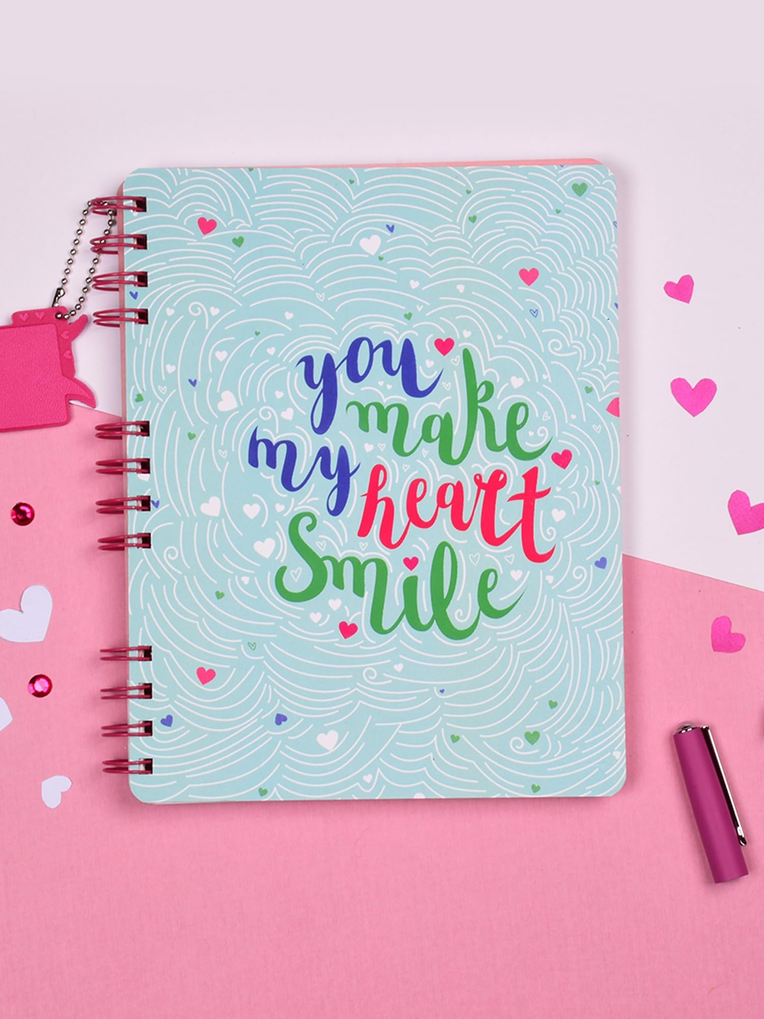 DOODLE Hard Bound Spiral Notebook Diary with Bookmark Dangler: B5, Undated, 80 GSM,160 Ruled Pages (Happy in Love) Gift for Him, Gift for her, Valentine's Day Gift