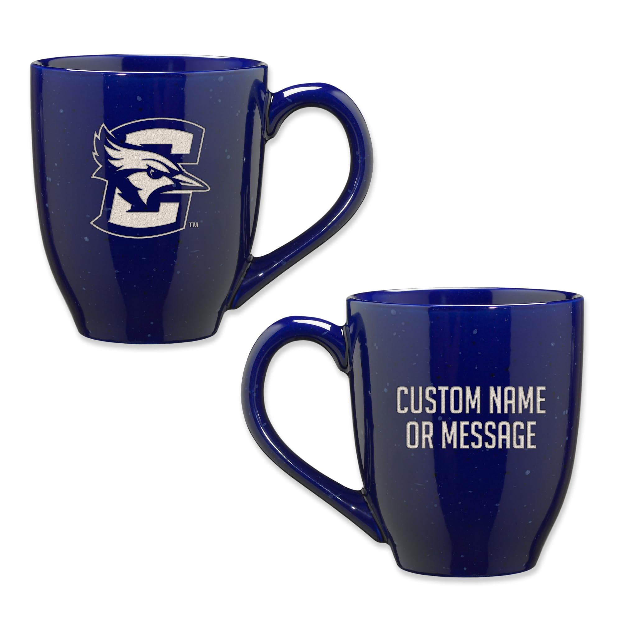 Rico Industries NCAA Creighton Bluejays Royal Blue Personalized 16 oz Team Color Laser Engraved Speckled Ceramic Coffee Mug