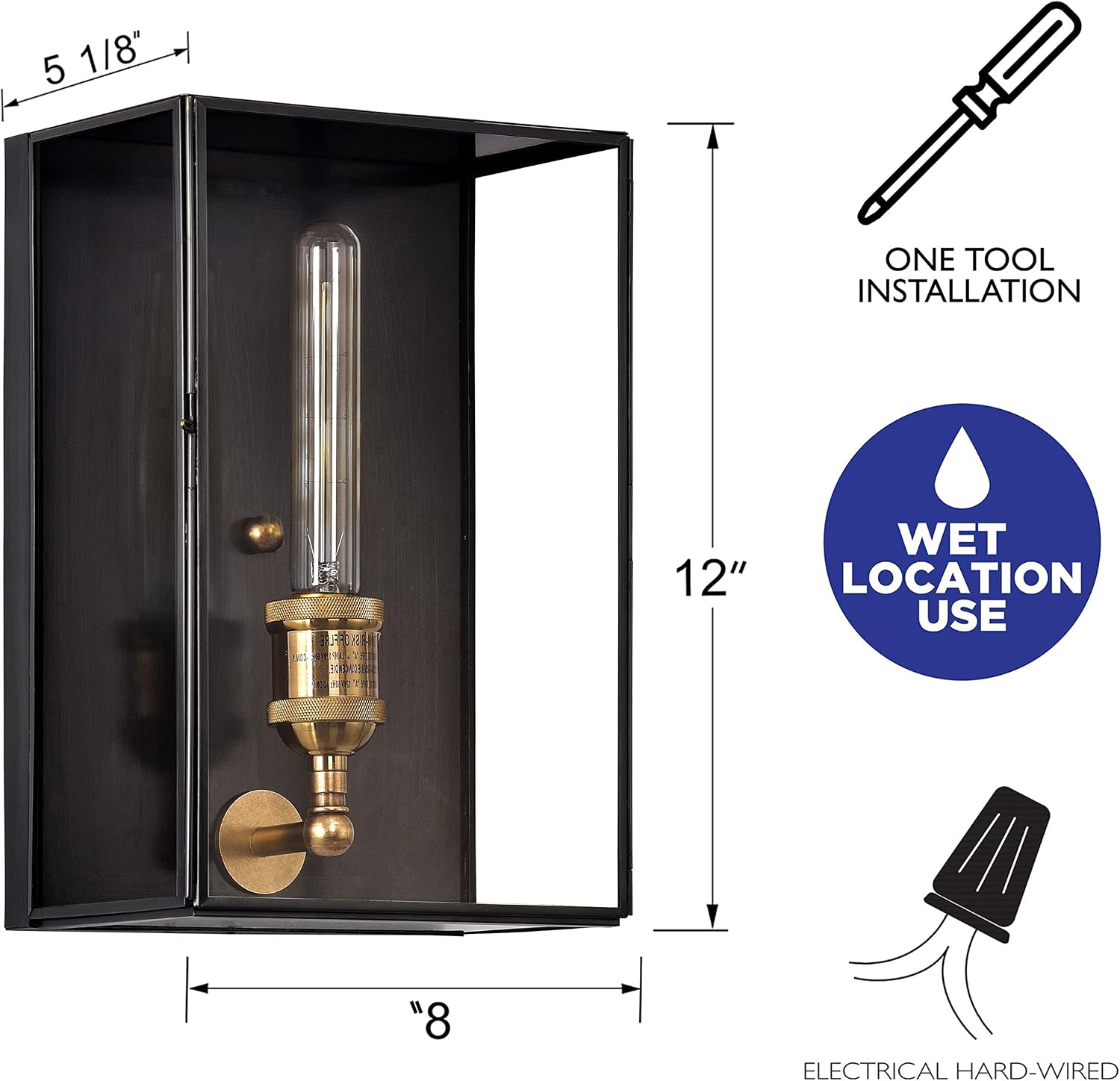 c cattleya Outdoor Wall Light Fixture, Brass Exterior Wall Lantern Sconce, Waterproof Outdoor Wall Mount Front Porch Light with Unique Door Design for Garage Garden Patio Staircase Balcony