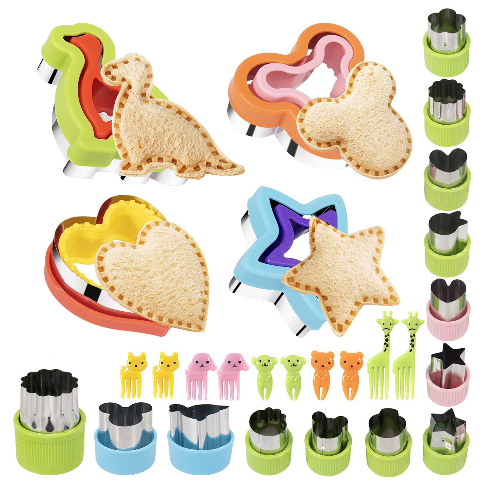 Photo 1 of 27PCS Sandwich Cutter and Sealer Set, Sandwich Sealer and Decruster Sandwich Maker with Fruit Cutter Shapes, Bread Decruster Pancake Maker Sandwich Shapes Cutters for Kids
