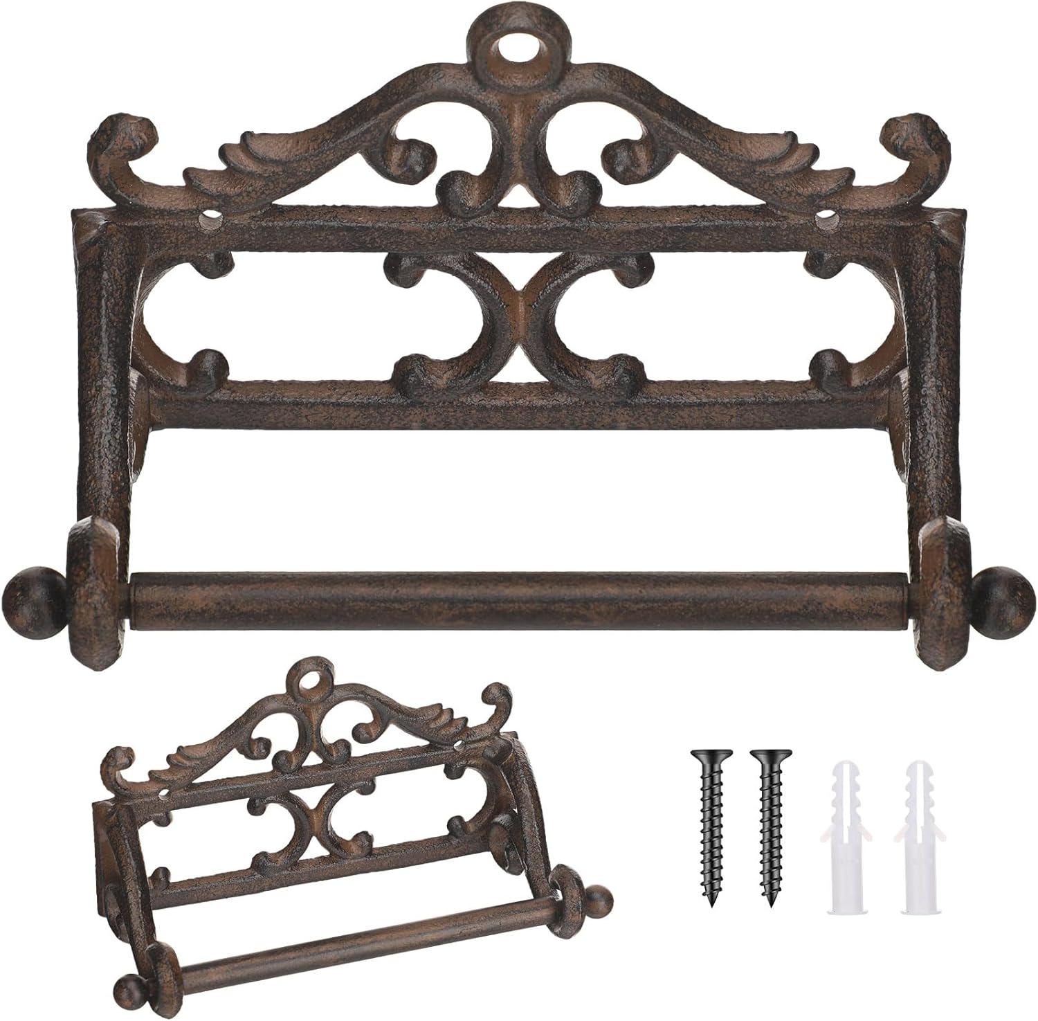 1pcs Vintage Iron Toilet Paper Roll Holder Cast Rustic Wall Tissue Holder Wall Mounted Roll Paper Decor for Kitchen and Bathroom European Vintage Design(1pcs,Classic) 1 Classic