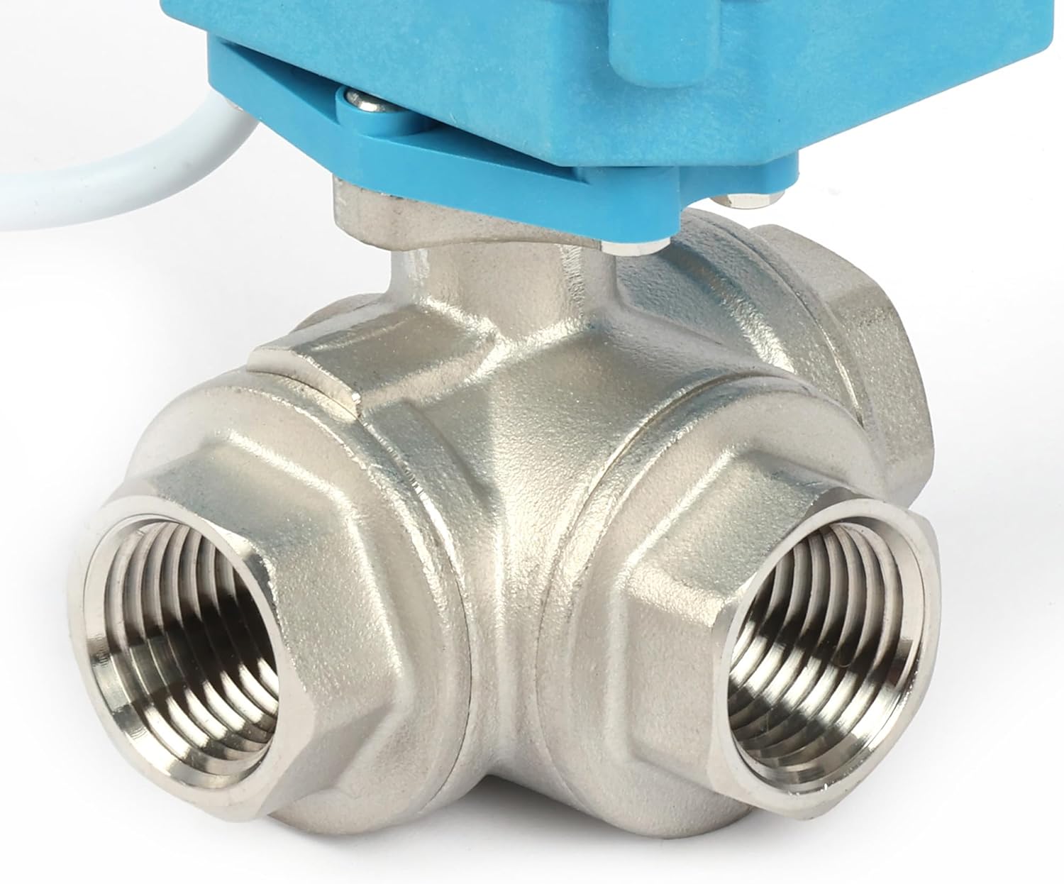 U.S. Solid 1/2" 3 Way Stainless Steel Motorized Ball Valve with Manual Function, T Type Water Shutoff Valve, AC110V-230V