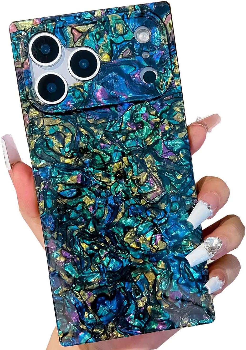 TETAW Cute Compatible with iPhone 17 Pro Case 6.3 Inch,Sparkle Luxury Glitter Colorful Shell Rectangle Cases for Women,Girly Bling Slim Soft TPU Shockproof Protective Cover(Black Shell)