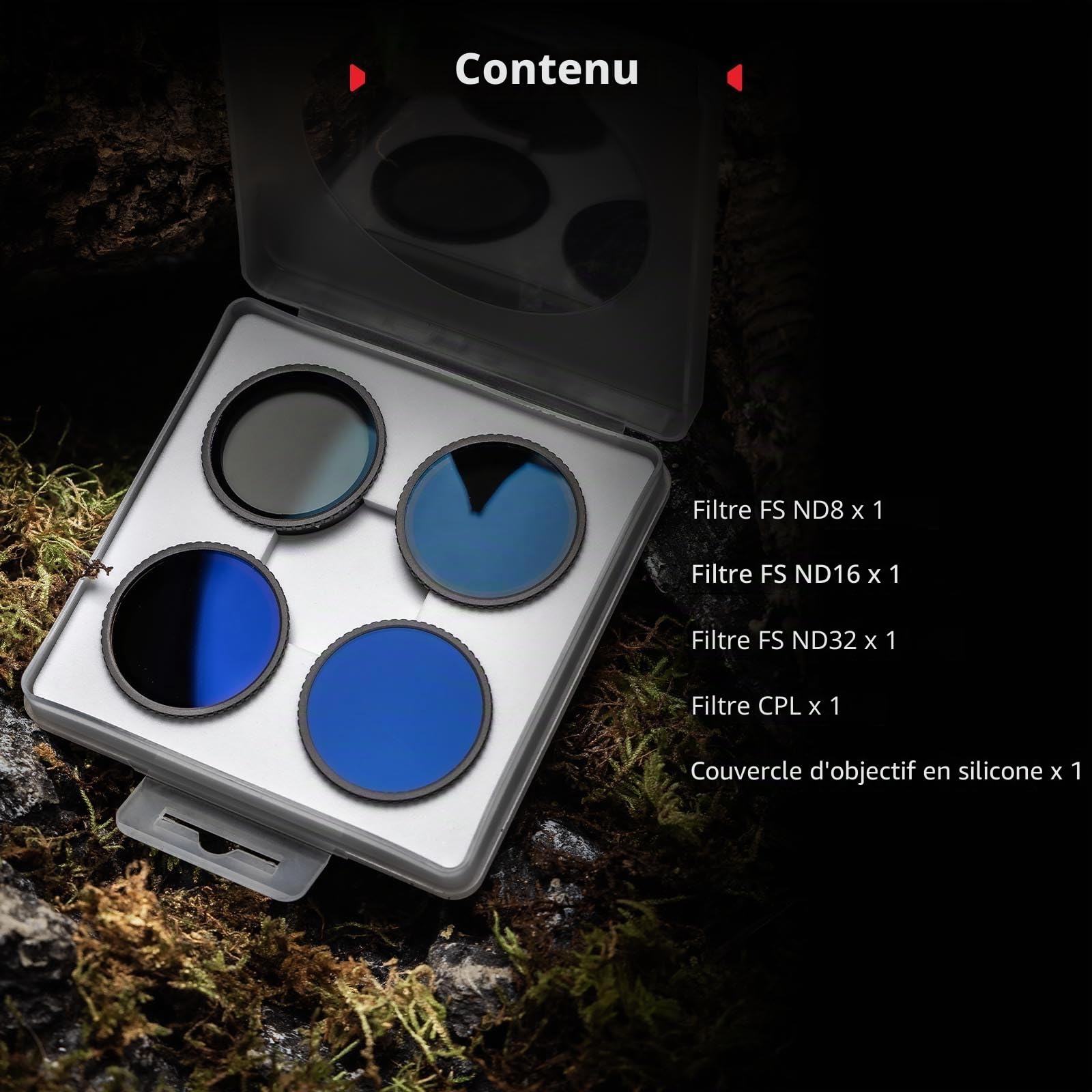 SMALLRIG Kit de Filtres ND pour DJI Osmo Action 5 Pro/Action 4, Lot de 5 Filtres Polarisants à Densité Neutre CPL FS ND8 ND16 ND32 à Clipser et Protection d'Objectif en Silicone - 5411